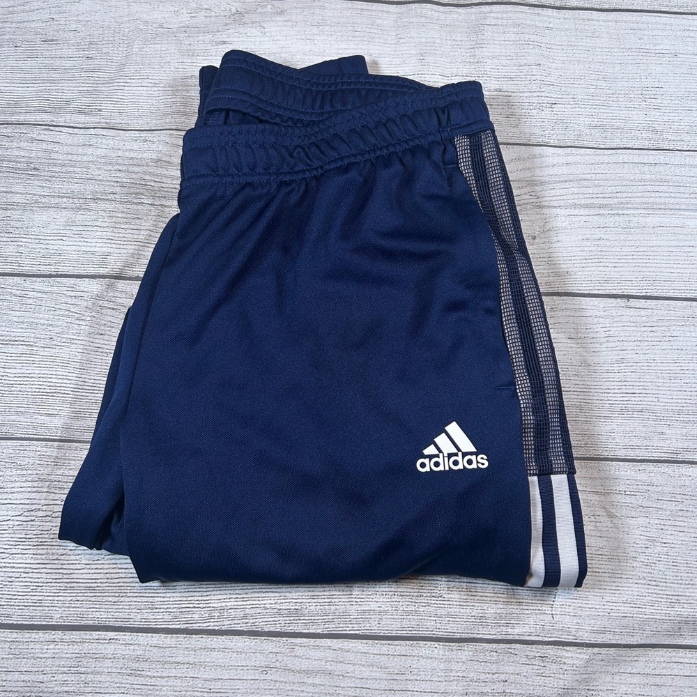 Adidas Kids Blue Joggers with White Stripes